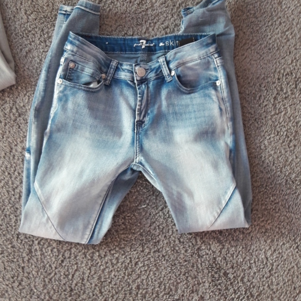 Faded blue skinny jeans.